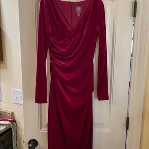 Vince Camuto magenta velvet dress
